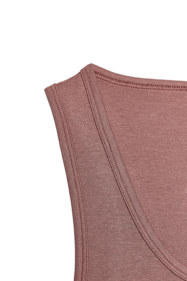 ÄRMELLOSES T-SHIRT AUS BAUMWOLLE UND MODAL - Hellrosa  von Zara