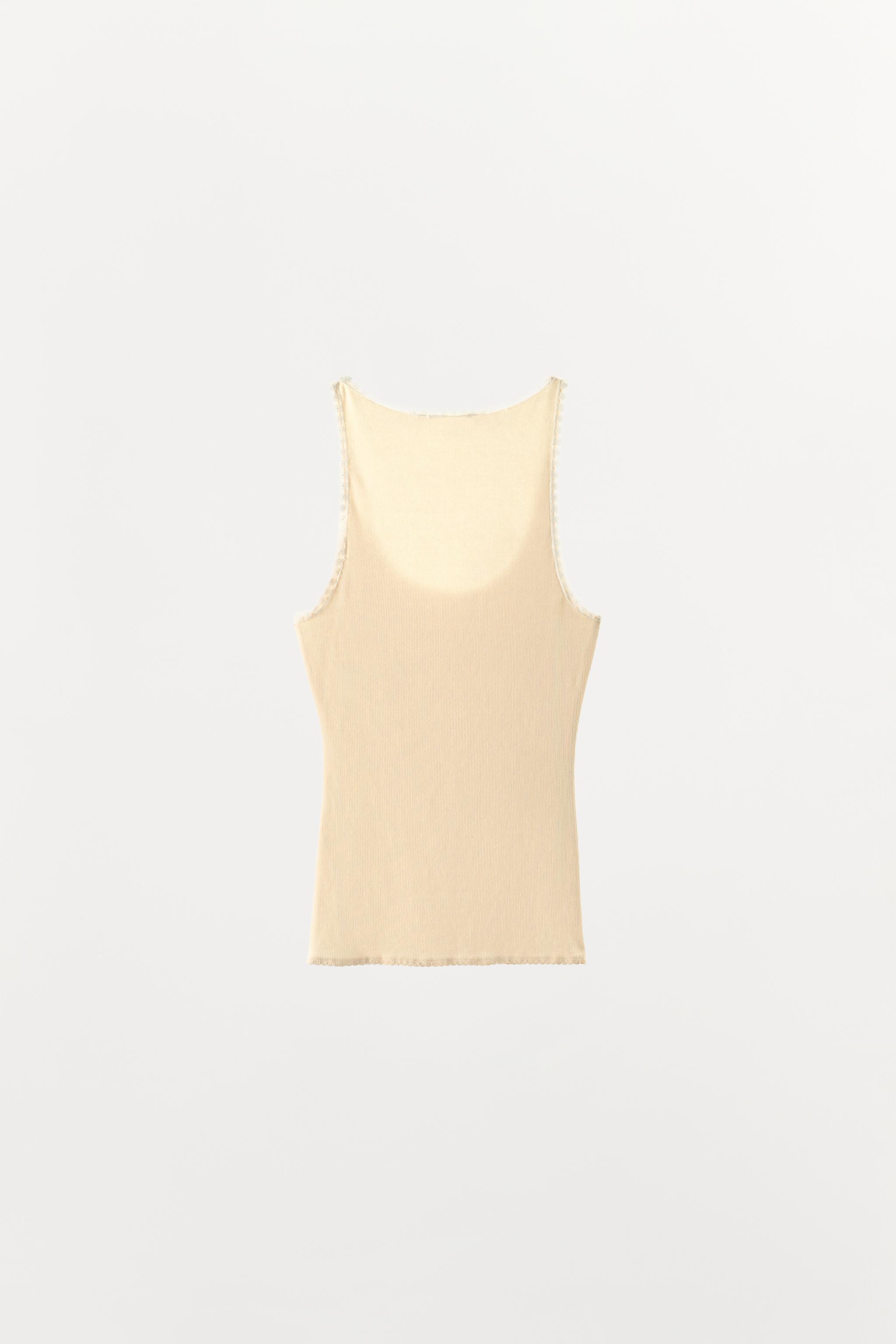 RIB KNIT LACE TOP - Ecru | ZARA United States