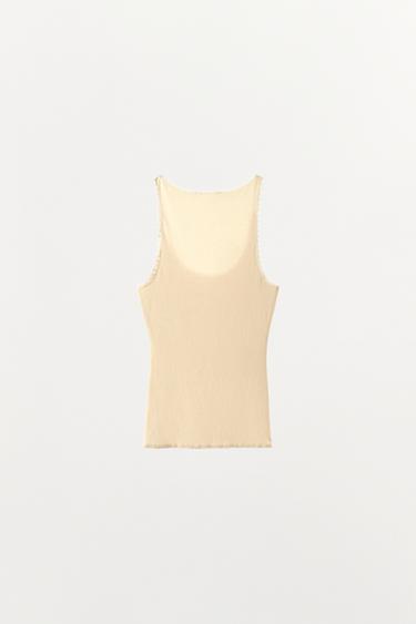 RIB KNIT LACE TOP - Ecru by Zara - Image 3