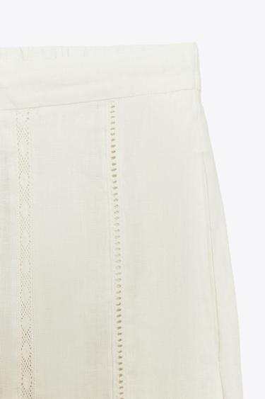 PANTALON 100 % LIN AVEC ENTRE-DEUX ZW COLLECTION - Écru de Zara - Image 6