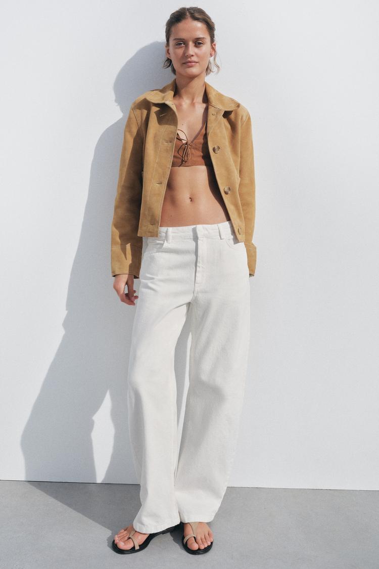 ZW COLLECTION MID-RISE バレル デニムパンツ - ホワイト | ZARA Japan 