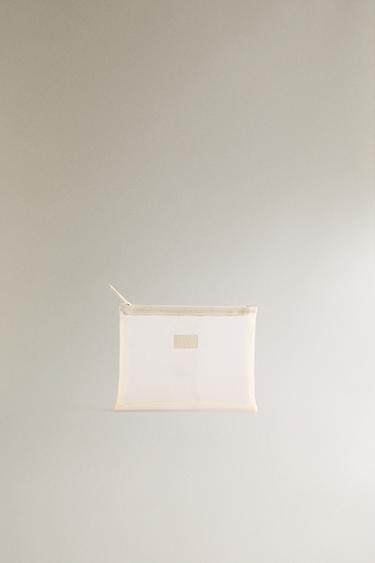 Zara SMALL MESH MAKEUP BAG - Off White - Image 0