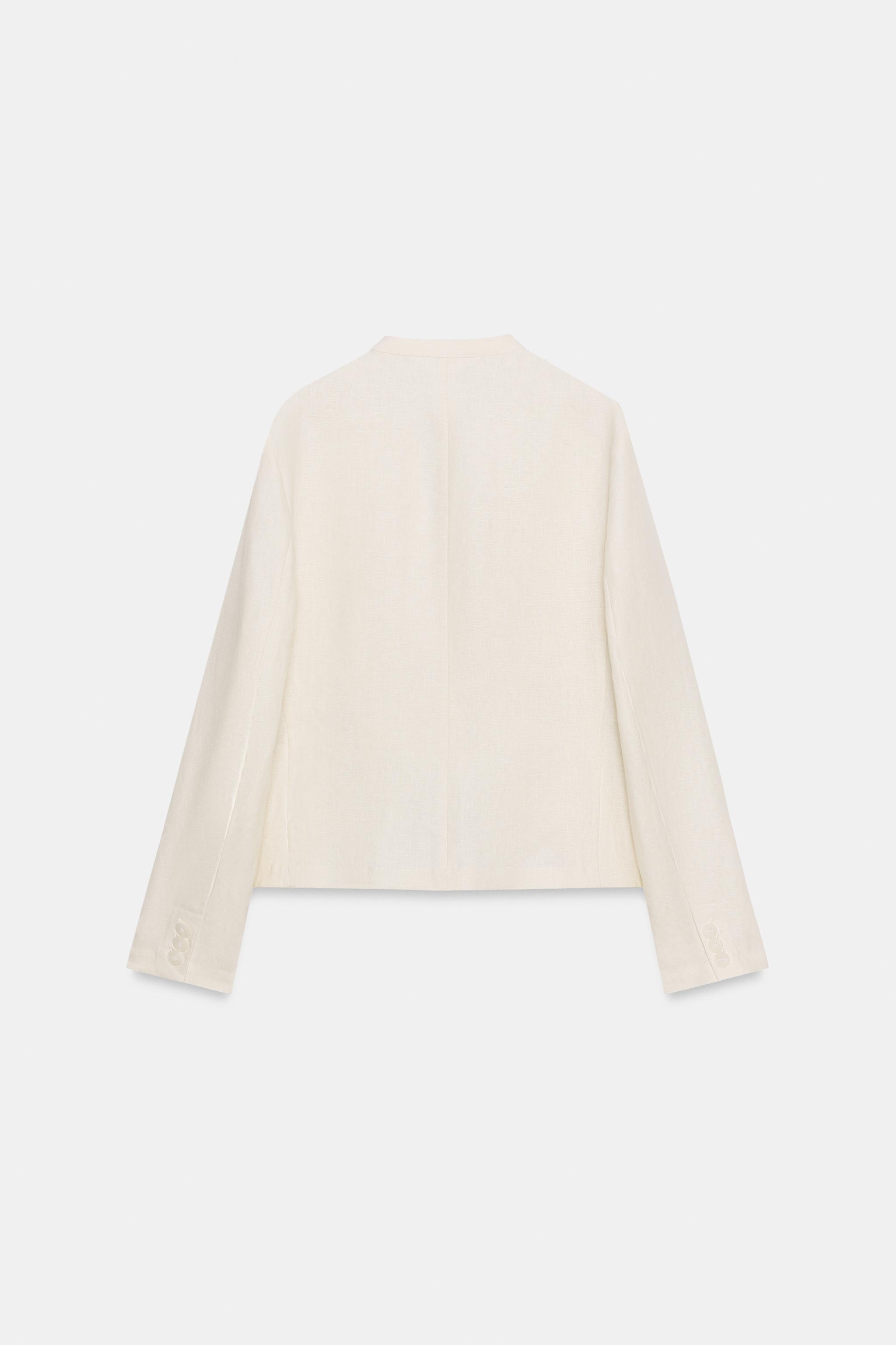 Zara ZW COLLECTION %100 KETEN BLAZER görsel 7