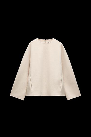 WOLLMISCHGEWEBE-TOP – ZW COLLECTION - Cremefarben von Zara - Bild 0