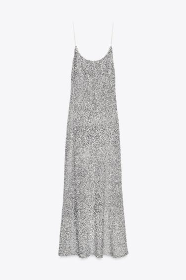 SEQUINNED CAMISOLE DRESS - Silver by Zara - Image 1