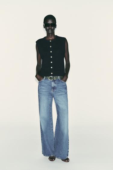 100% WOOL WAISTCOAT - Navy blue by Zara