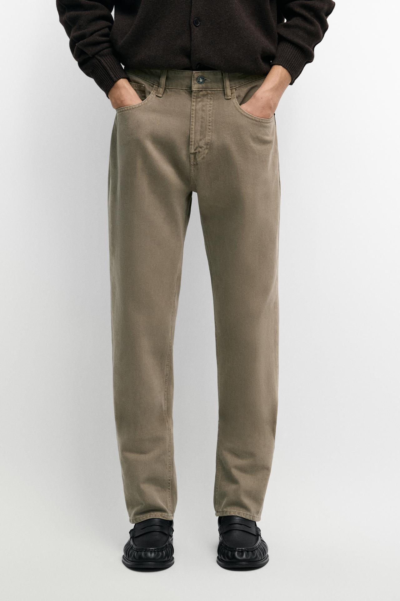 Tapered-fit denim-effect pants — taupe brown