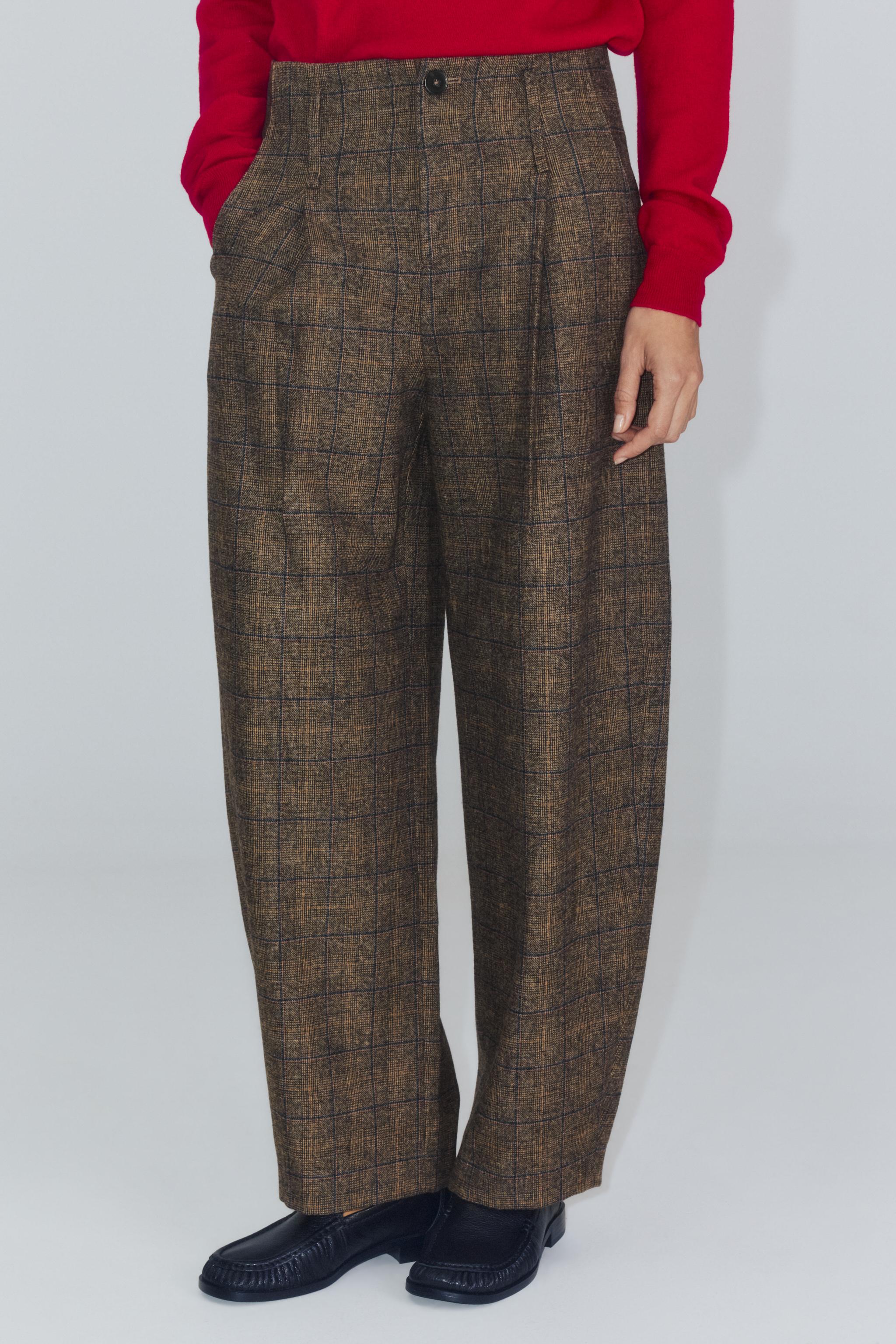PANTALON BARREL CARREAUX AVEC LAINE ZW COLLECTION