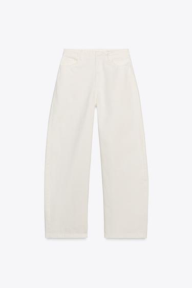 ZW COLLECTION BARREL MID-WAIST JEANS - White by Zara