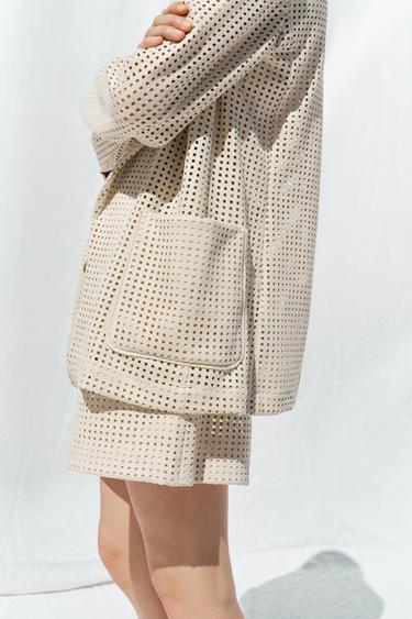 FAUX SUEDE CUT-OUT BLAZER - Ecru by Zara - Image 3