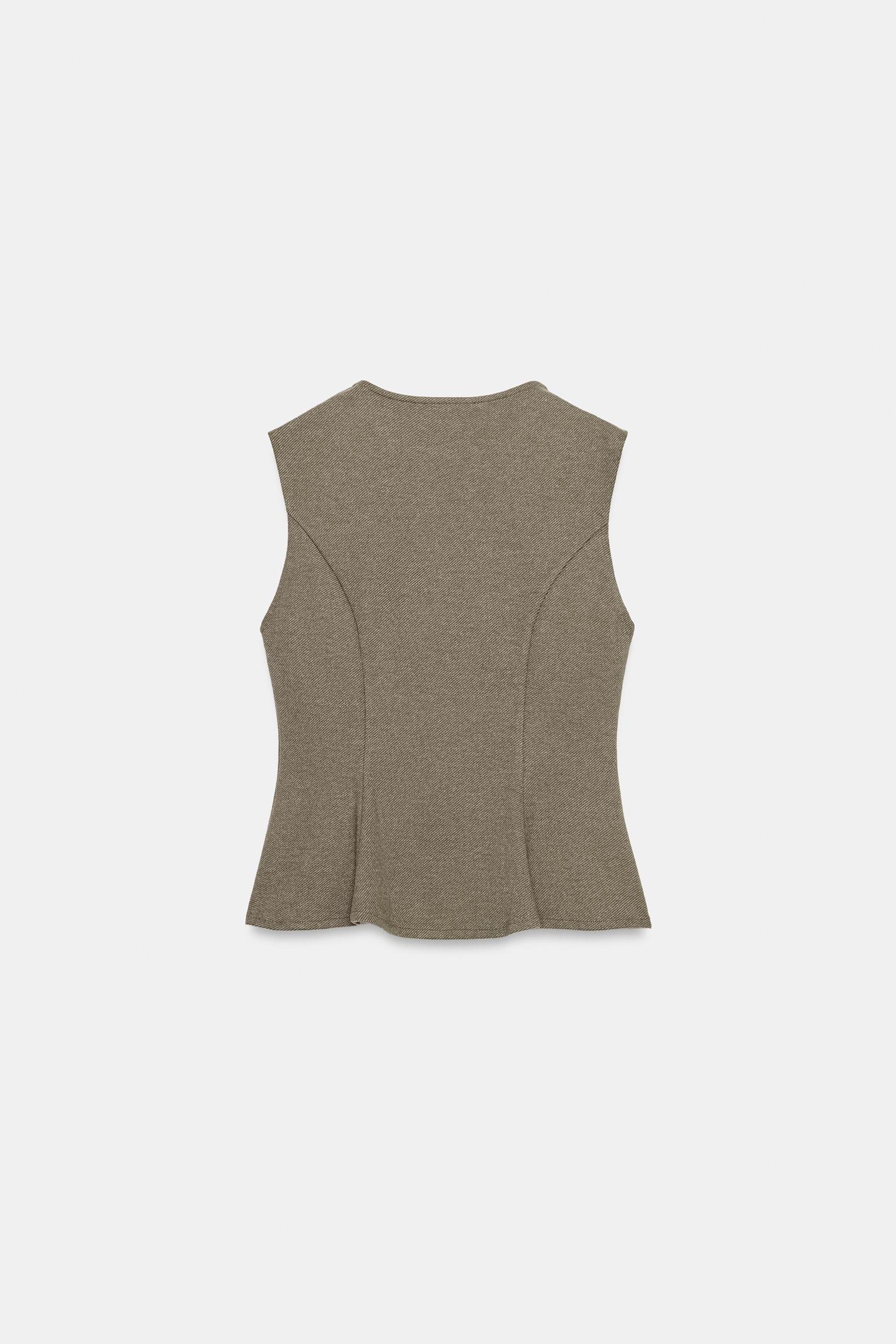 Женский топ Zara Soft Peplum Top, цвет: Коричневый меланжевый — фото 8