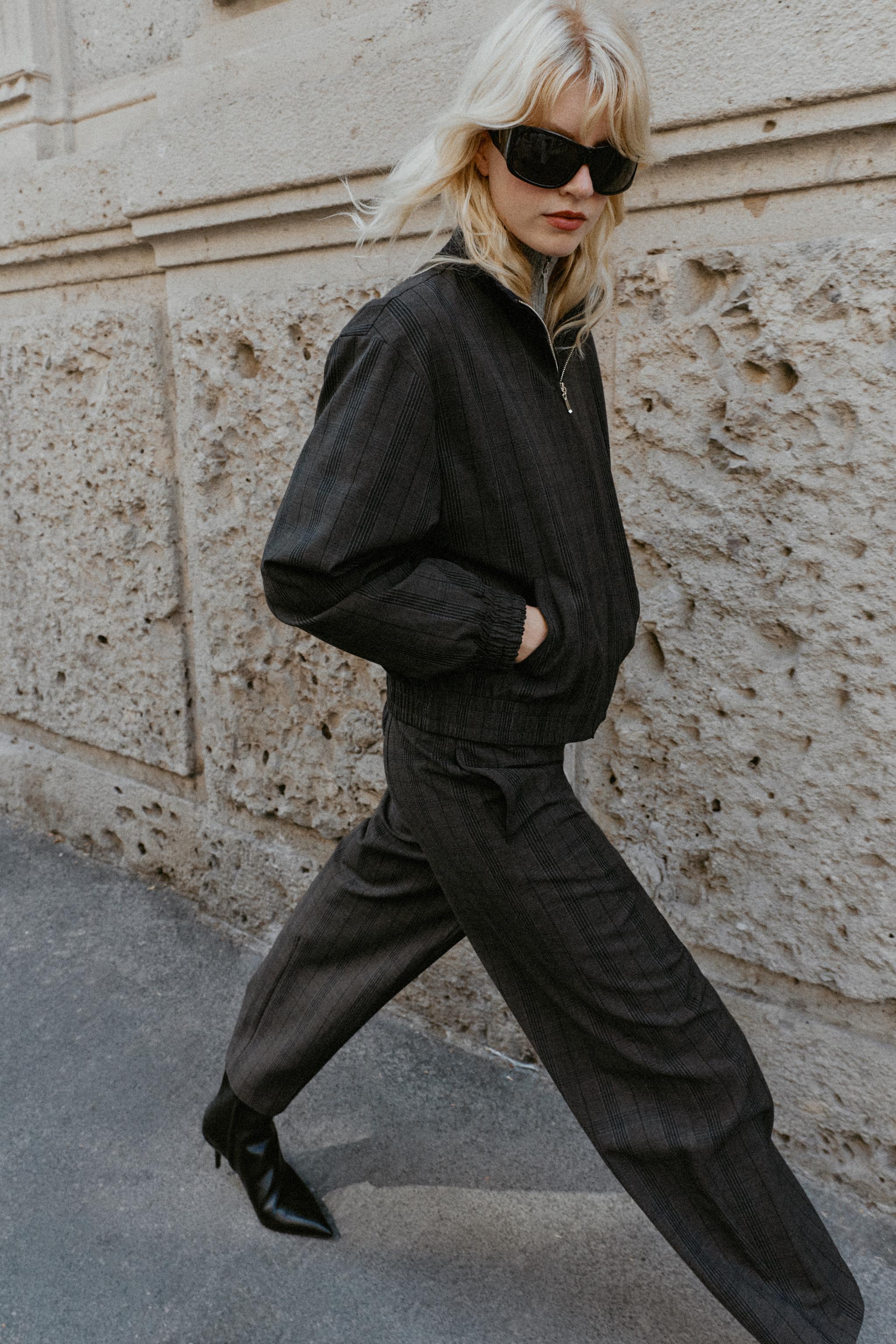 Zara チェックナイロンジャケットパンツ　セット チェック柄バレルジャケット＆パンツセット | ZARA Japan / 日本