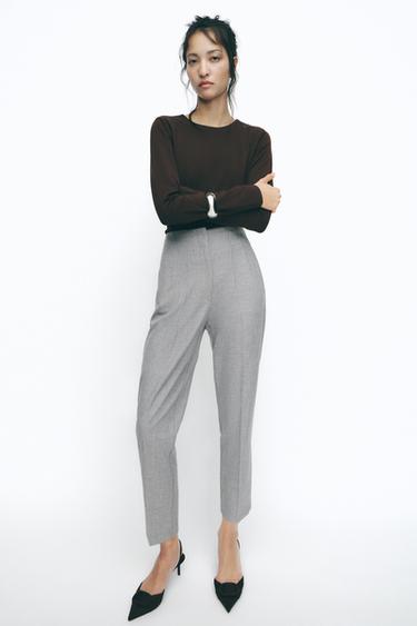 CALÇA DE CINTURA ALTA - Cinza-claro da Zara
