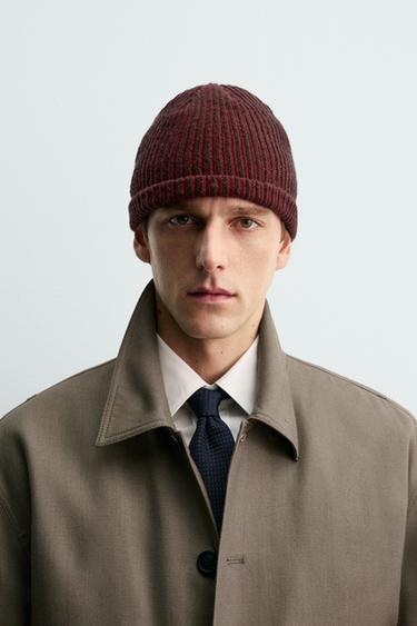 Zara AARON LEVINE X ZARA WOOL BLEND BEANIE - Red - Image 0