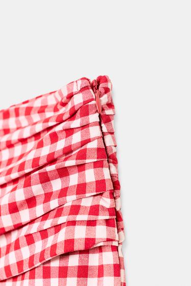 PALTALÓN CAPRI CUADRO VICHY - Rojo / Blanco de Zara