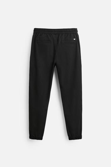 Zara WASHED JOGGER WAIST PANTS - Black