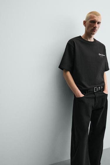 T-SHIRT À INSCRIPTIONS IMPRIMÉES - Noir de Zara - Image 5