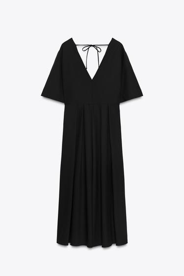 ZW COLLECTION V-NECK MIDI DRESS - Black by Zara - Image 5