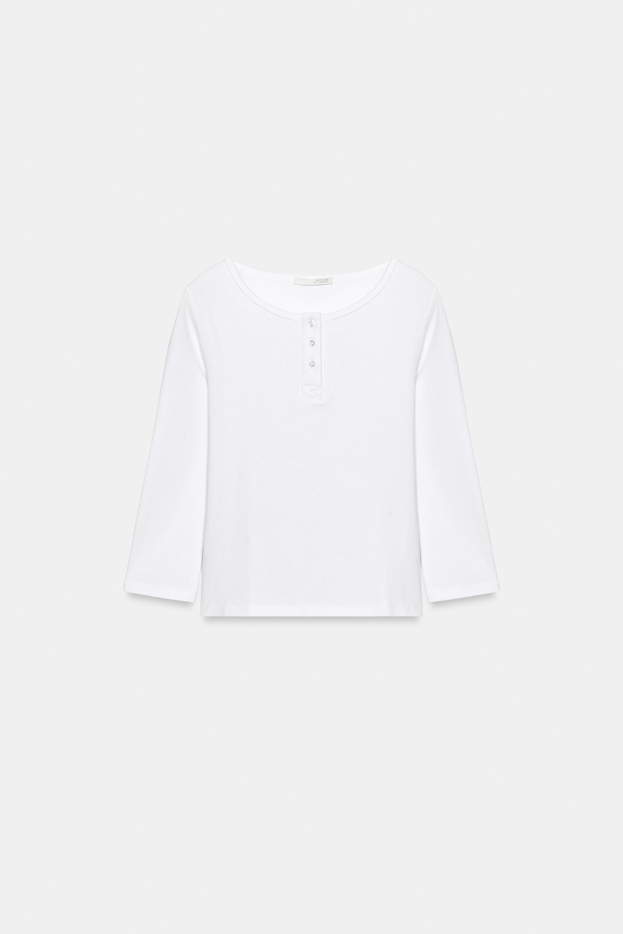 Zara DÜĞMELİ YAKA T-SHIRT görsel 6