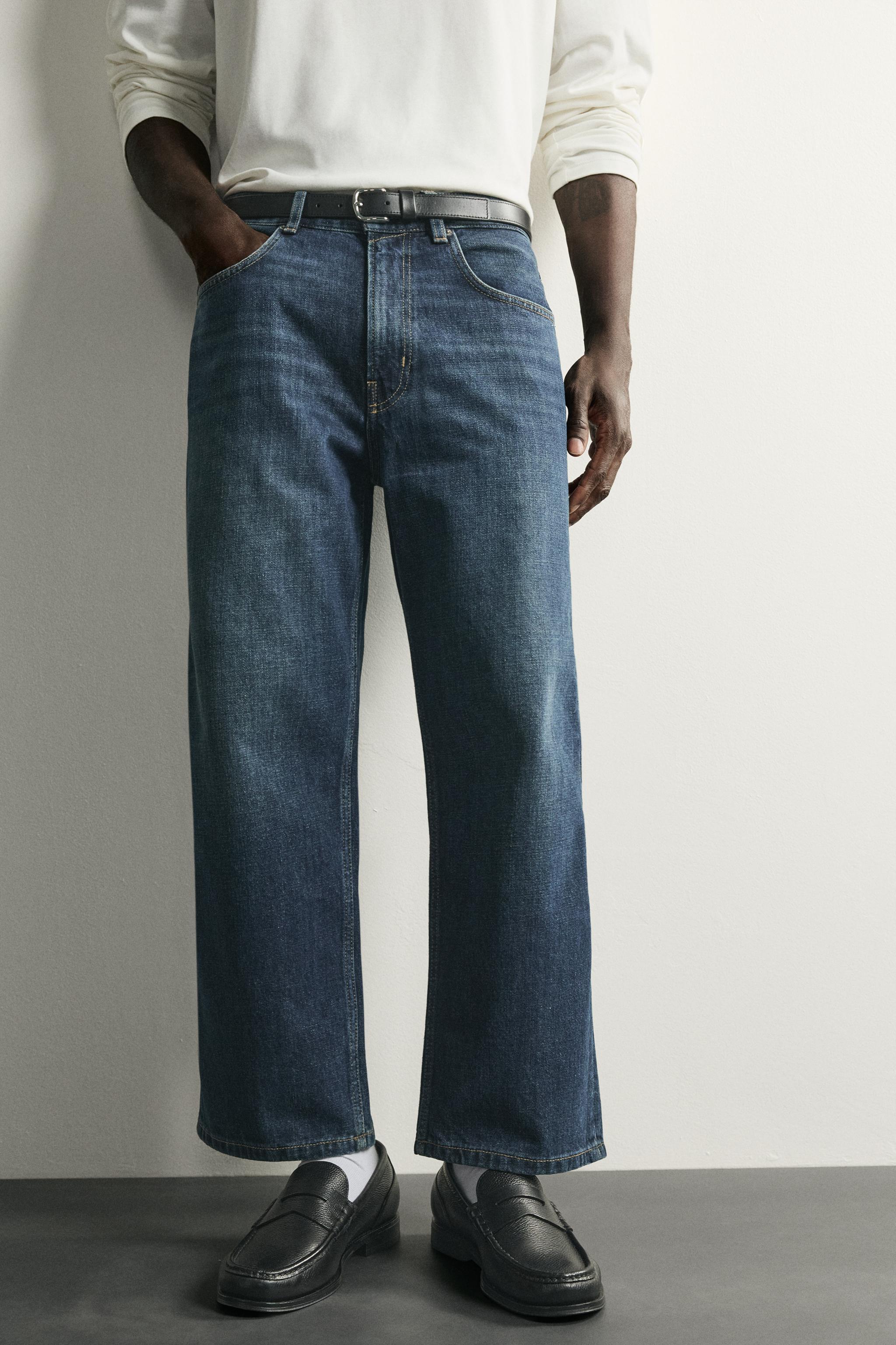 Мужские джинсы Zara LOOSE FIT CROPPED JEANS — фото 5