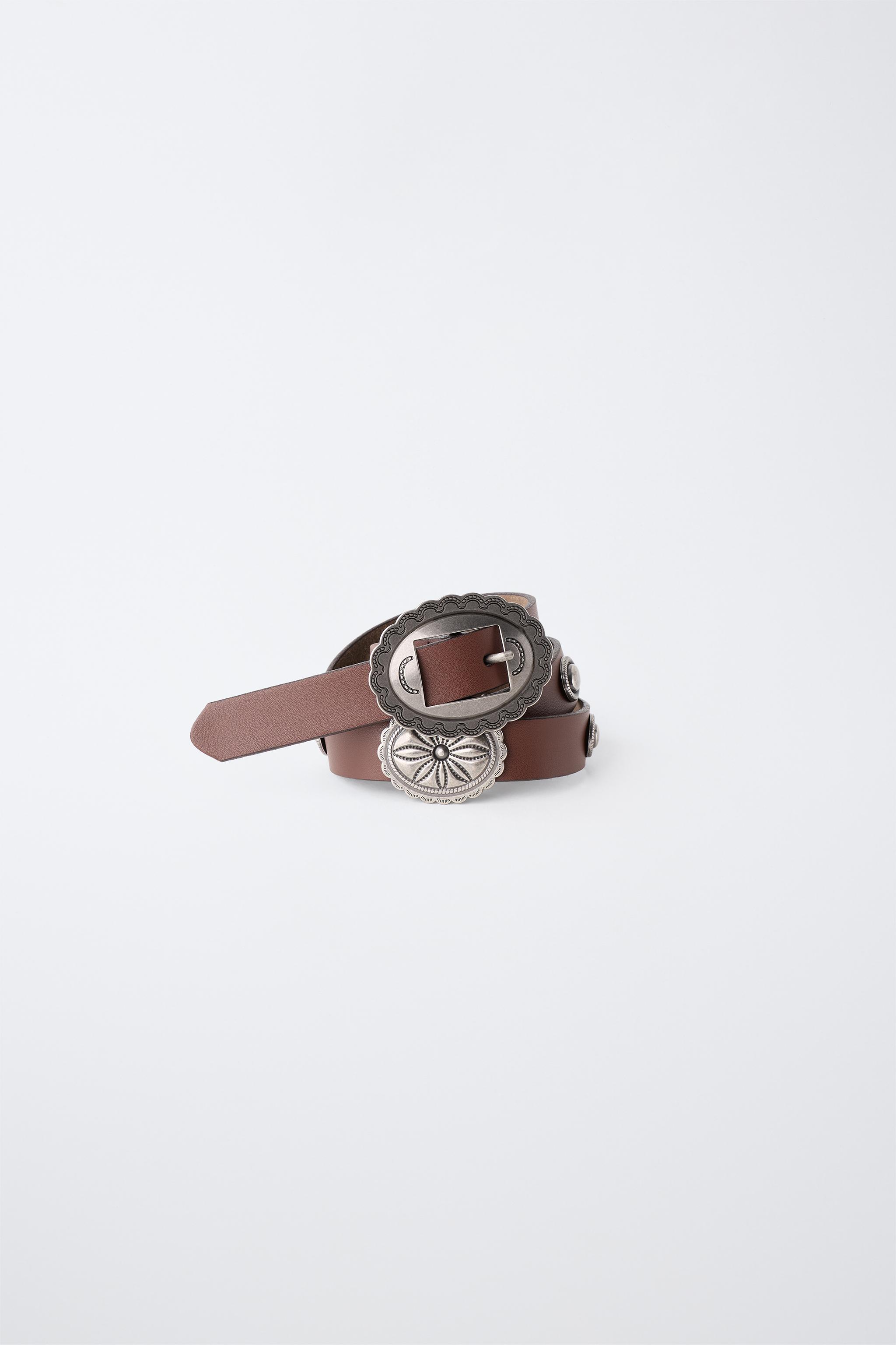 CEINTURE 100% CUIR À FORMES MÉTALLIQUES