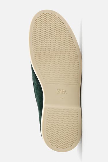 MOCASSINS EN CUIR CASUAL - Vert bouteille de Zara - Image 3