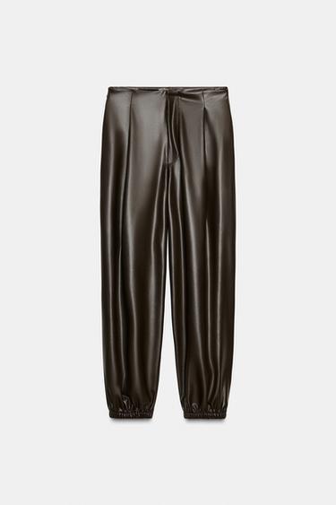 PANTALÓN JOGGER PLIEGUES - Marrón de Zara