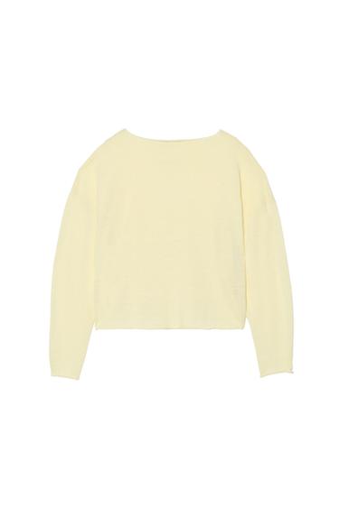 CROPPED LINEN-WOOL BLEND JUMPER - Yellow by Zara - Image 3