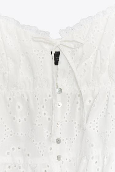 TOP WITH CUTWORK EMBROIDERY - White by Zara - Image 6