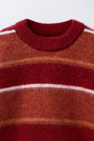 STRIPED KNIT JUMPER - Red by Zara - Image 2