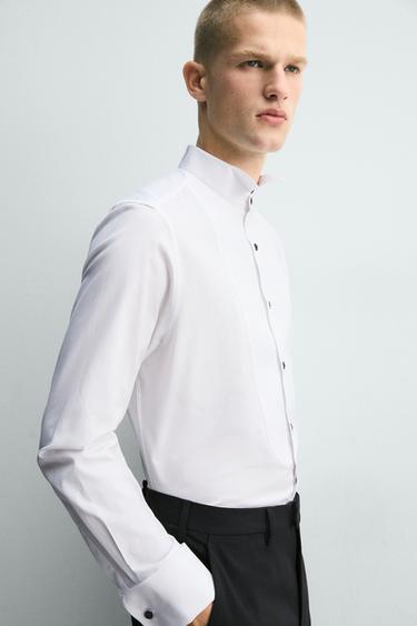 CHEMISE SMOKING À POIGNETS MOUSQUETAIRES - Blanc de Zara - Image 4