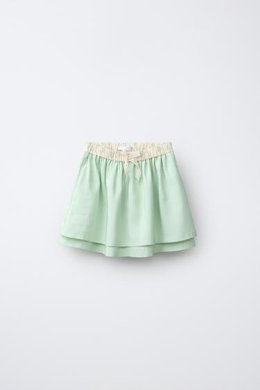 TAFFETANEDERDEL MED TALJEDETALJE - lys lime fra Zara - Billede 0