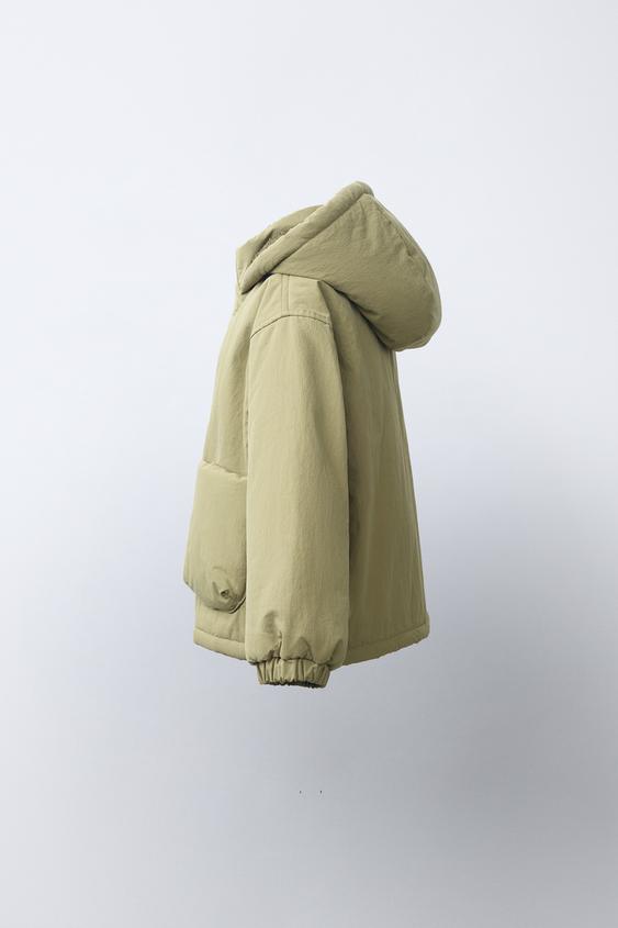 BLOUSON À CAPUCHE EFFET MOUTON - Kaki de Zara - Image 2
