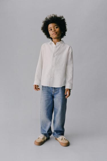 CAMISA CON LINO - Blanco de Zara