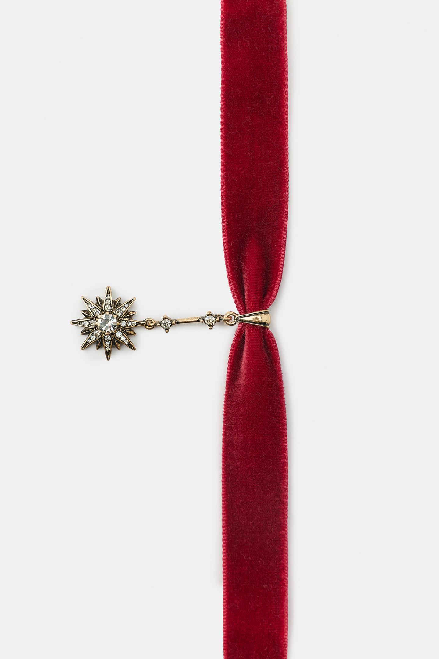 Женские аксессуары Zara Velvet Star Choker, Limited Edition, цвет: Бордовый — фото 5