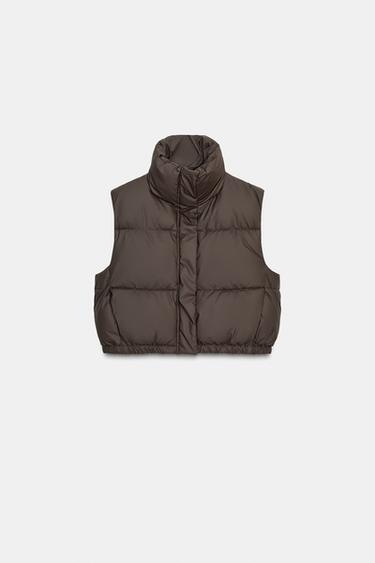 RUBBERISED PADDED GILET - Dark brown by Zara - Image 0