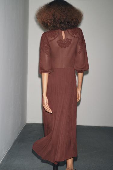 ZW COLLECTION COMBINED DRESS - Maroon by Zara - Image 4