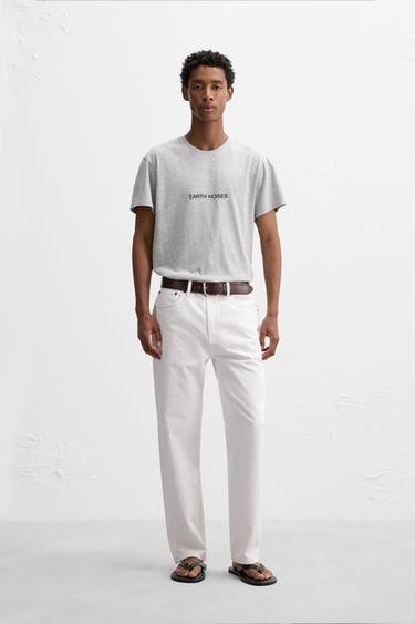 T-SHIRT SLIM FIT INSCRIPTION - Gris chiné de Zara - Image 0