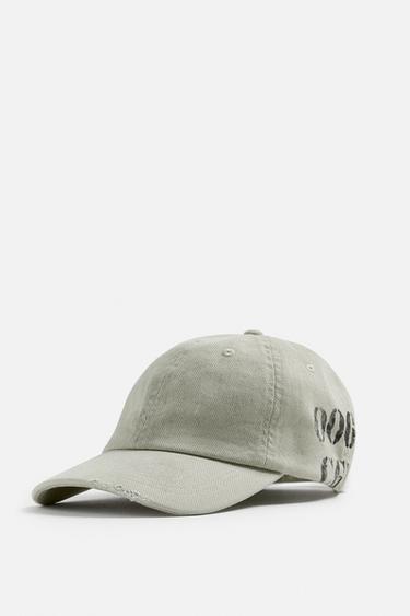 WASHED SPLATTER CAP - Grey green by Zara