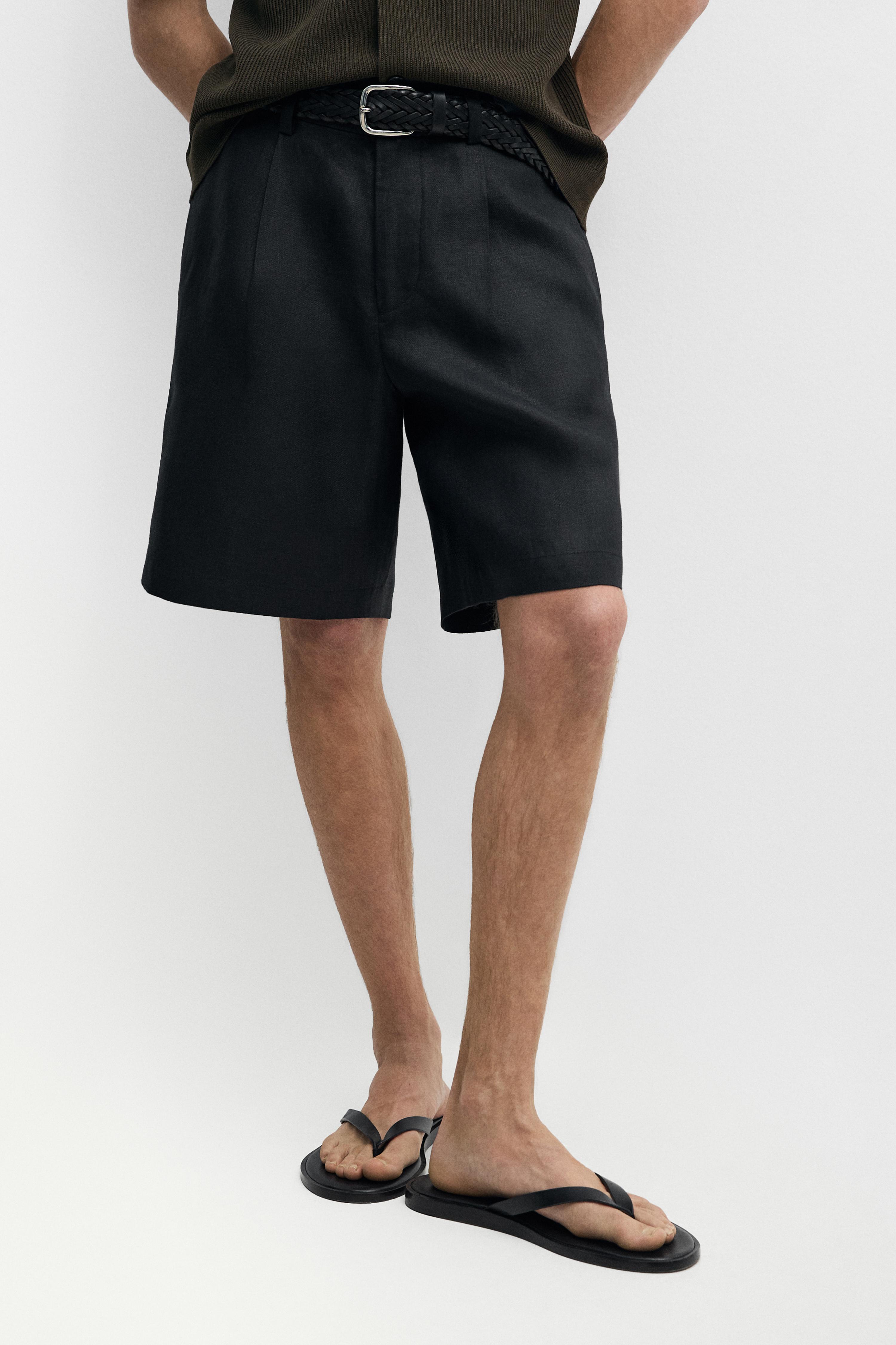 Linen Bermuda shorts with darts