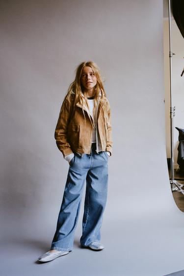 JEAN LARGE À CORDONS - Bleu de Zara