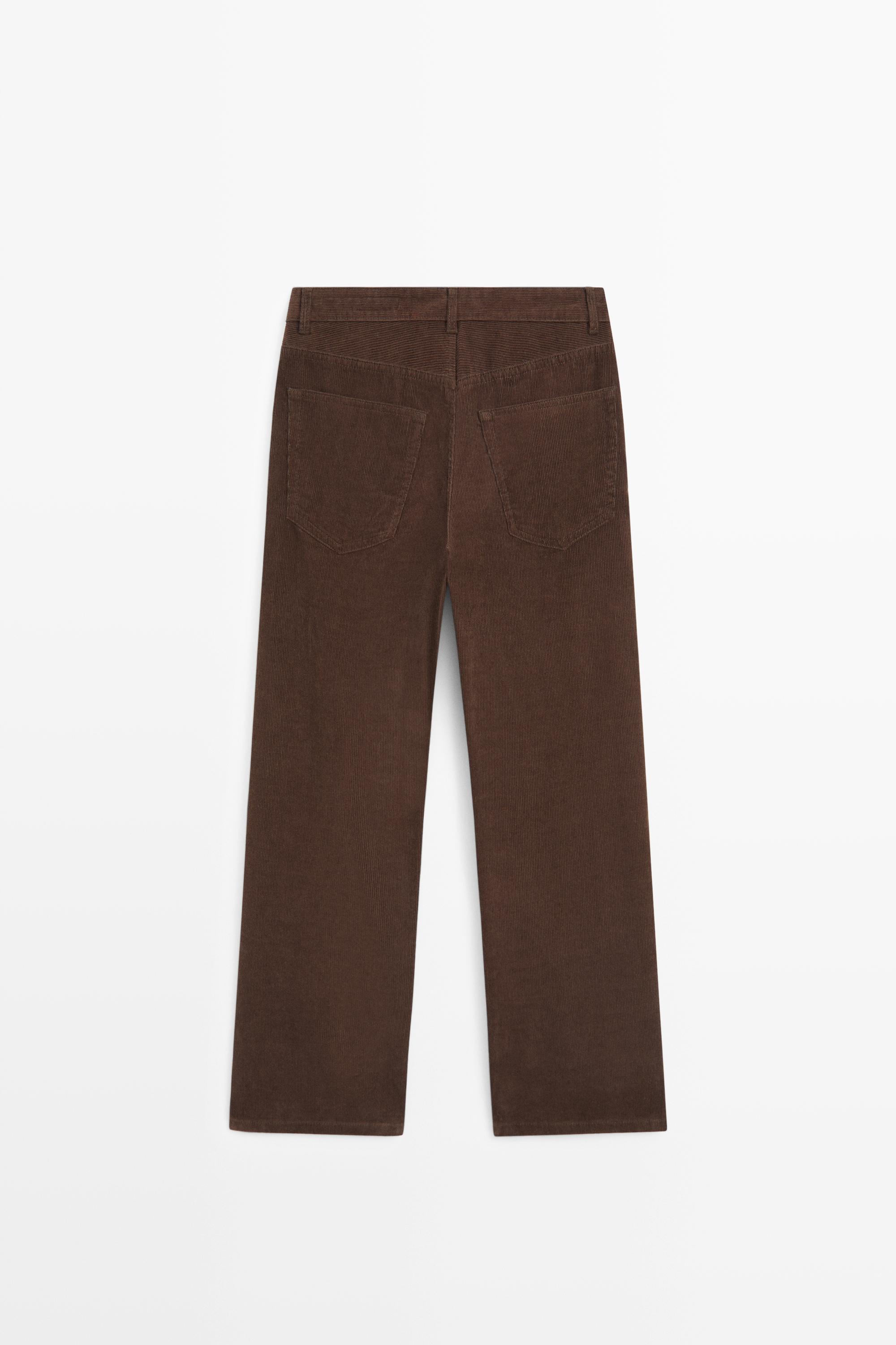 Micro-corduroy flare-fit pants - Chocolate | ZARA United States