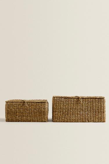 SEAGRASS BASKET WITH LID - Brown by Zara