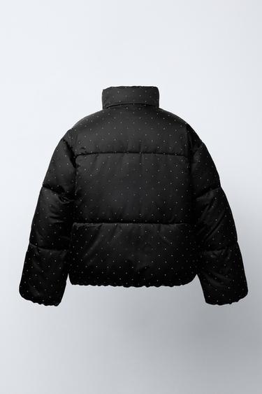RHINESTONE-DETAIL PUFFER JACKET - Black by Zara - Image 3