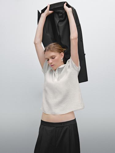 Zara Sheer flowing polo shirt - Oyster-white