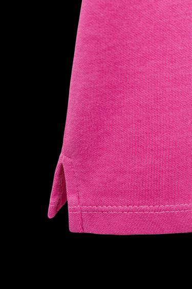 Zara PLAIN INTERLOCK T-SHIRT - Fuchsia
