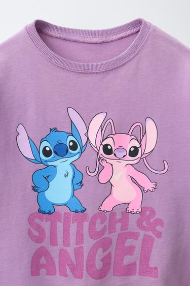 STITCH & ANGEL © DISNEY GLITTER PRINT T-SHIRT - Dark mauve by Zara - Image 2