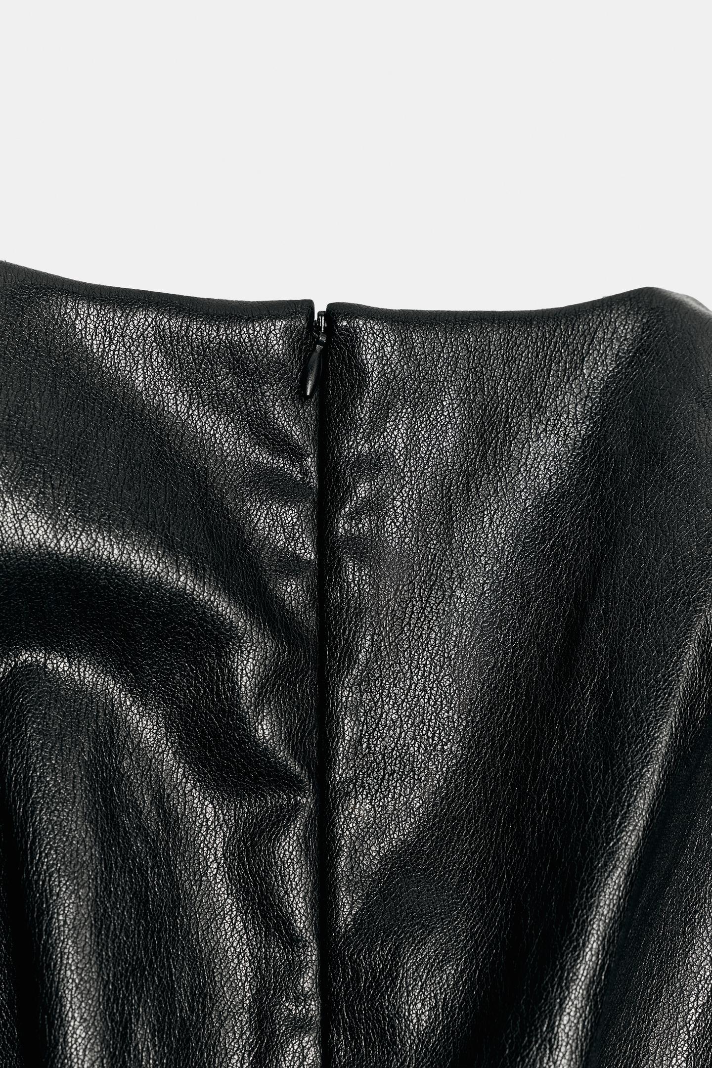 Женское платье Zara Faux Leather Mini, цвет: Чёрный — фото 8