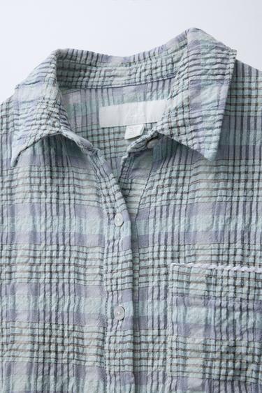 CHECK PRINT SHIRT - Blue / Lavender by Zara - Image 2