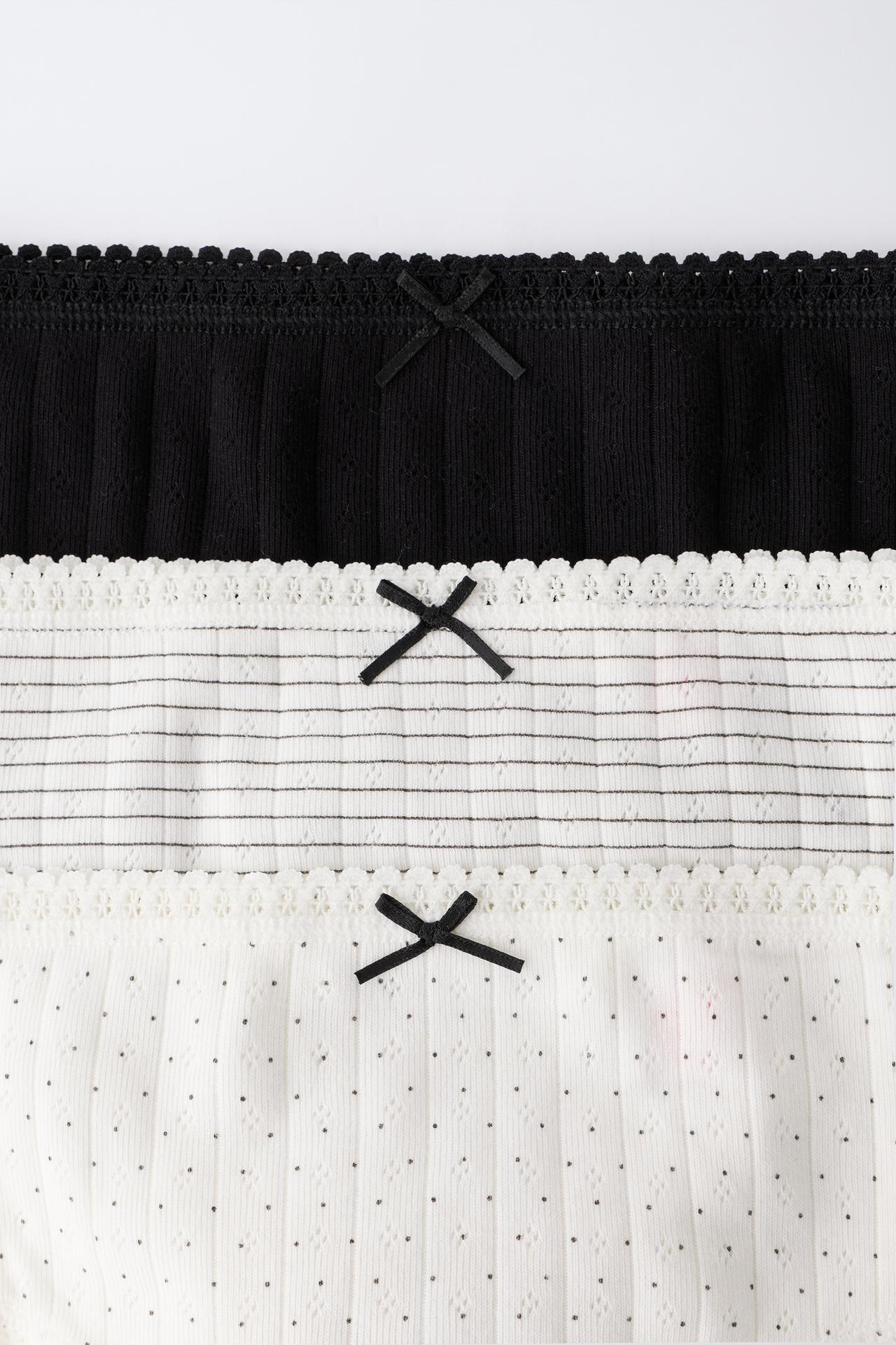 1 1/2-6 YEARS / THREE-PACK POLKA DOT AND STRIPE UNDERWEAR — White / Gray